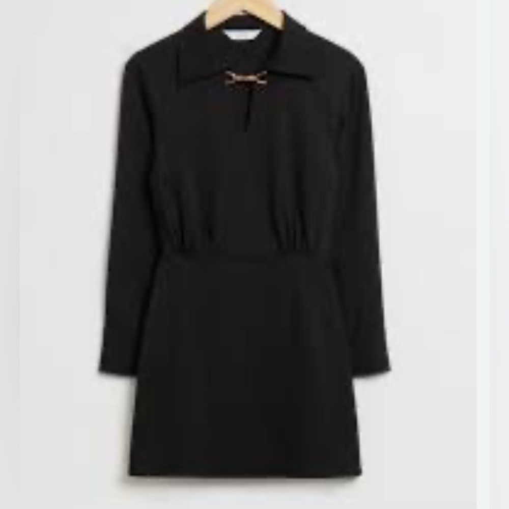 & OTHER STORIES Straight Gold Buckle Mini Dress Small EUR 36 Black LBD Classic